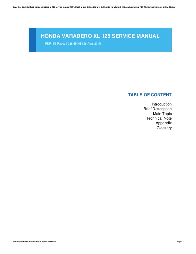 Honda Xl 125 Service Manual Pdf
